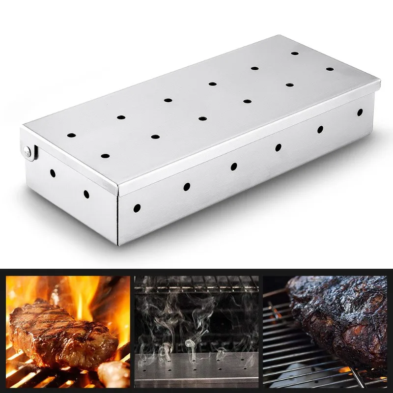 1pc Stainless Steel BBQ Smoker Box The Ultimate Grilling Accessory For Gas & Charcoal Grills - Perfect for BBQ Parties Camping