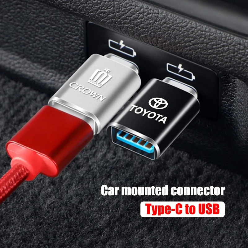 Car Type-C To Usb Adapter Fast Charging Connector For Toyota 86 Mirai Supra Prado Alphard Vellfire Crown Sequoia Venza Avalon