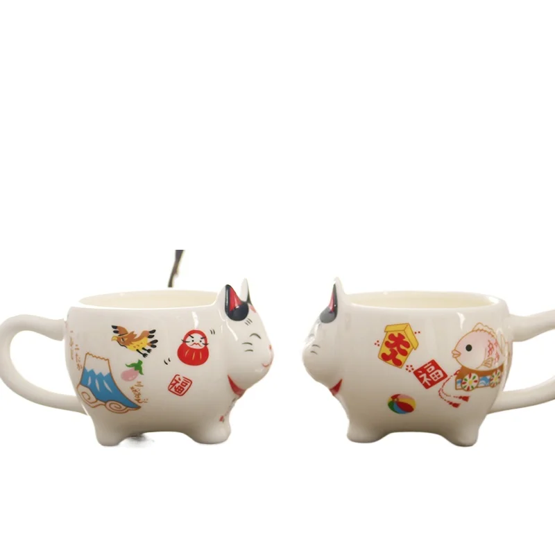 Cute Japanese Lucky Cat Porcelain Tea Set Creative Maneki Neko Ceramic Tea Cup Pot with Strainer Lovely Plutus Cat Teapot Mug view 4