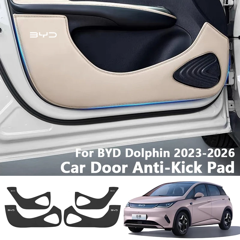 For BYD Dolphin 2023-2026 Car Door Anti-Kick Pad Leather Side Door Panel Protector Anti-scratch Cover Car Interior Decoration