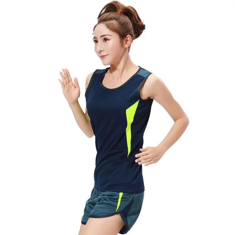 Quick Dry Athletic Training Sleeveless Vest+Shorts Women Lightweight  Marathon Set Girls Badminton Track and Field Jogging Suit