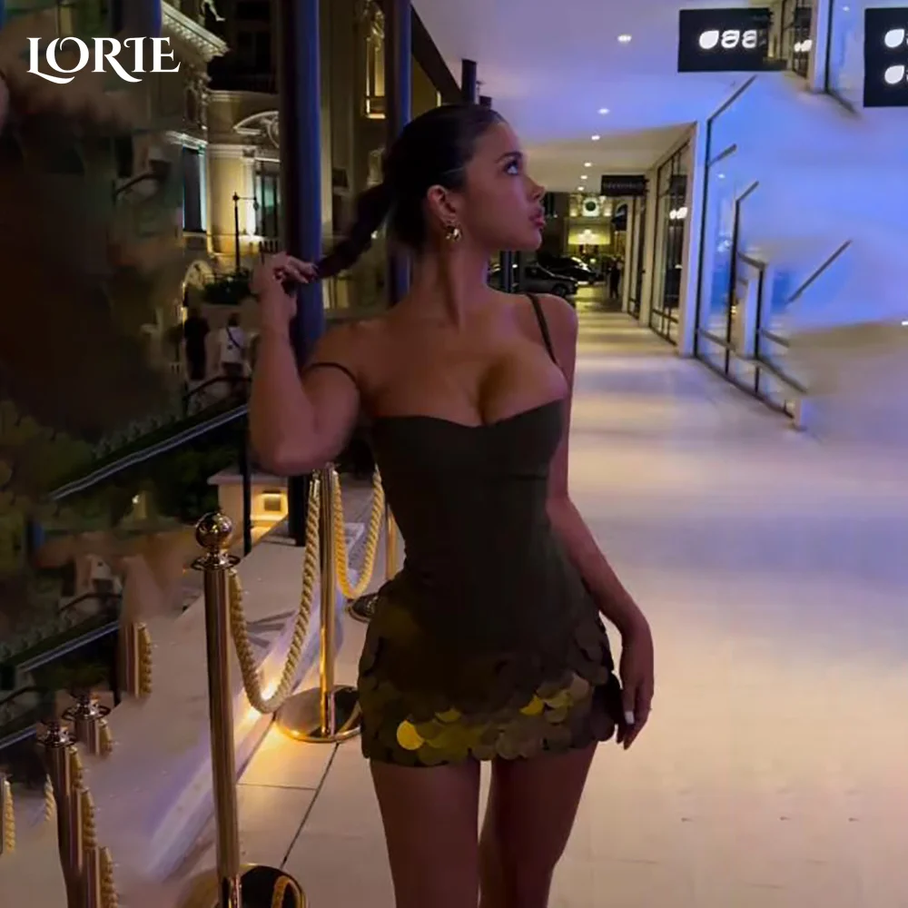 

LORIE Mini Evening Dress Saudi Strapless Bow Prom Dress Sexy Sparkly Bow Shiny Evening Dress Long Customized Cocktail Dress