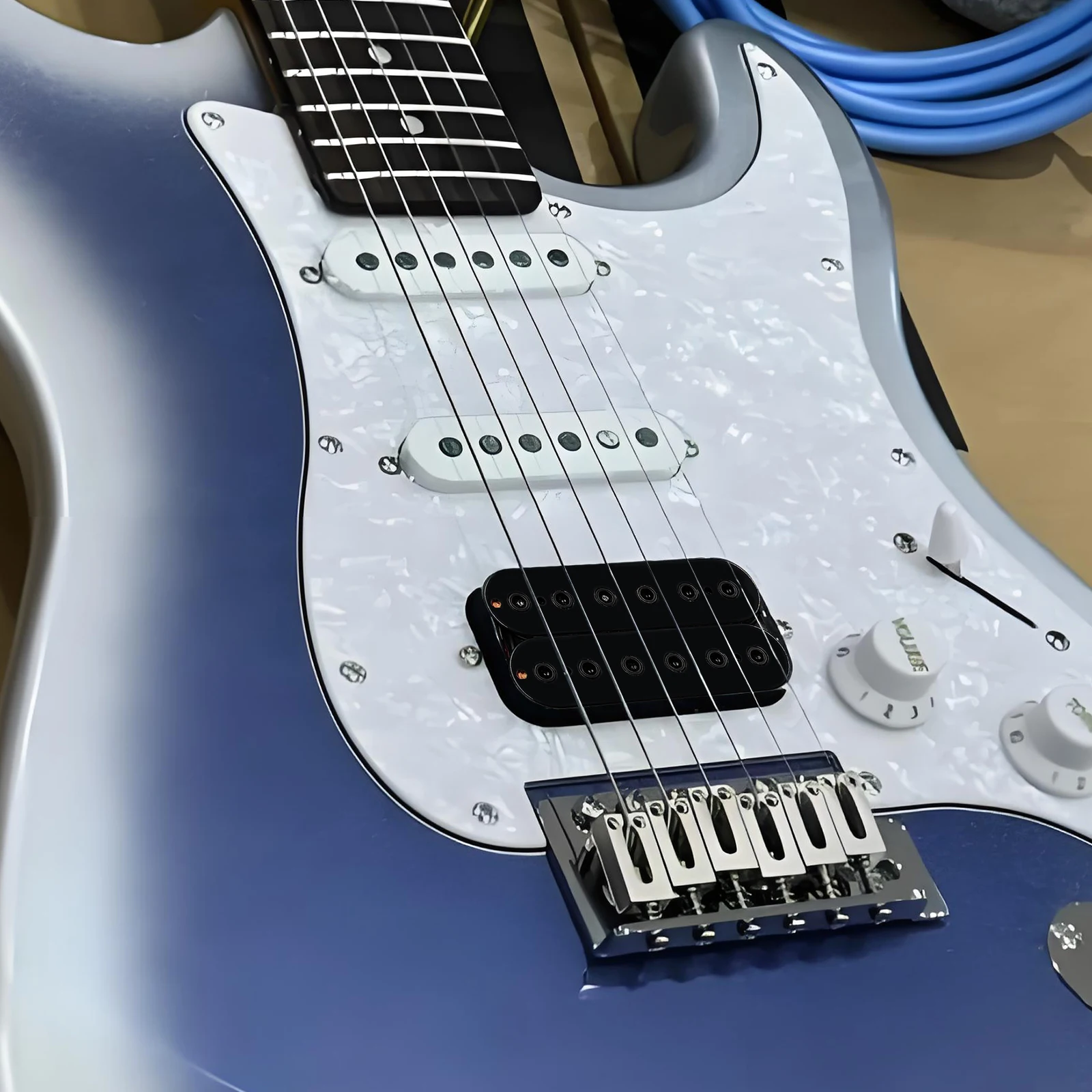 مجموعة التقاطات الجيتار الكهربائي من فريلام هامبوكر أقطاب سداسية قابلة للتعديل غير مغطاة لجسر الرقبة والمعدن الثقيل #5