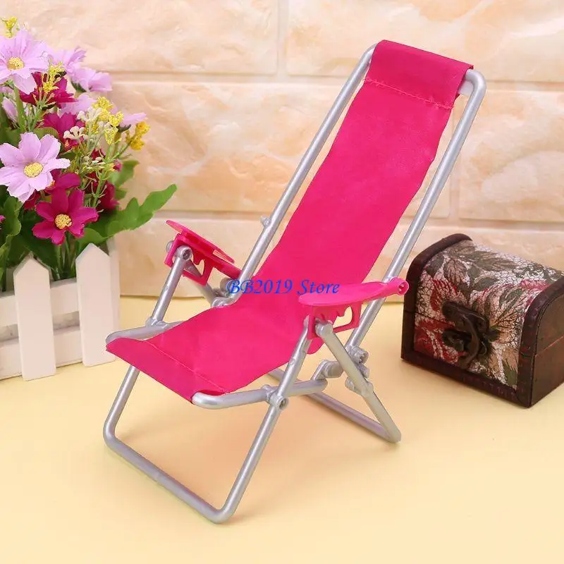 Q0kb vouwstoel voor strandlounder poppenhuis meubels schattige miniatuur simulati