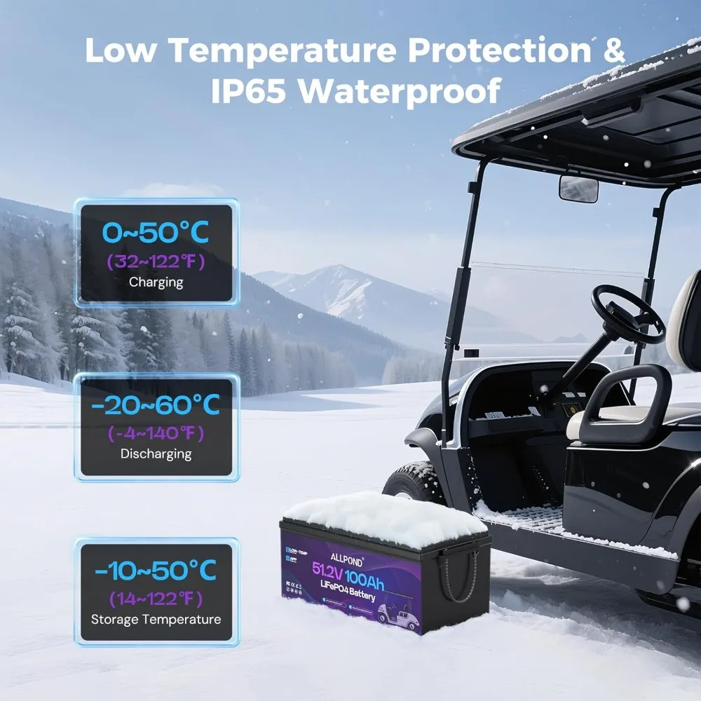 بطارية ليثيوم لعربة الجولف 48 فولت 100 أمبير في الساعة، مدمجة 200 أمبير BMS، بطارية LiFePO4 قابلة لإعادة الشحن بقوة 5000 دورة، بحد أقصى 7.68 كيلو وات طاقة مستمرة O #4