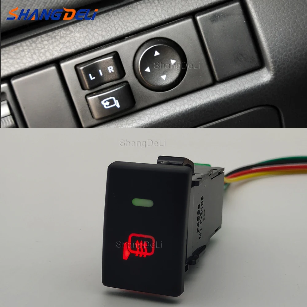 1Pc Car LED Light Wing Rearview Mirror Heating Switch Power On Off Button with wire For Isuzu D-MAX