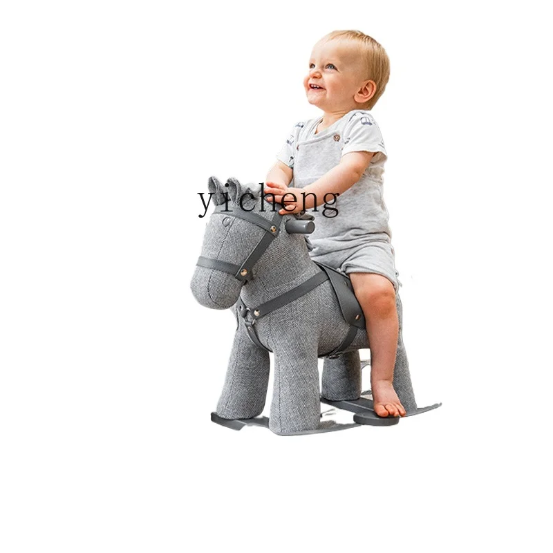 

Tqh Children's Small Wooden Horse Baby Solid Wood Rocking Horse Baby Birthday Toy Gift