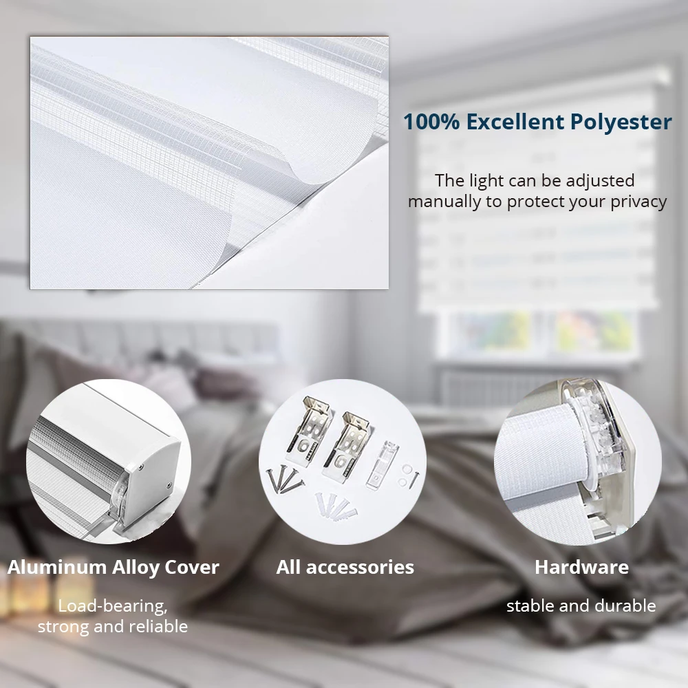 Zemismart Smart Zebra Tenda Google Home Alexa Voice Tuya App Timer Tessuto fai da te WIFI Nozioni di base Doppio strato Rollo Blind Smart Shade