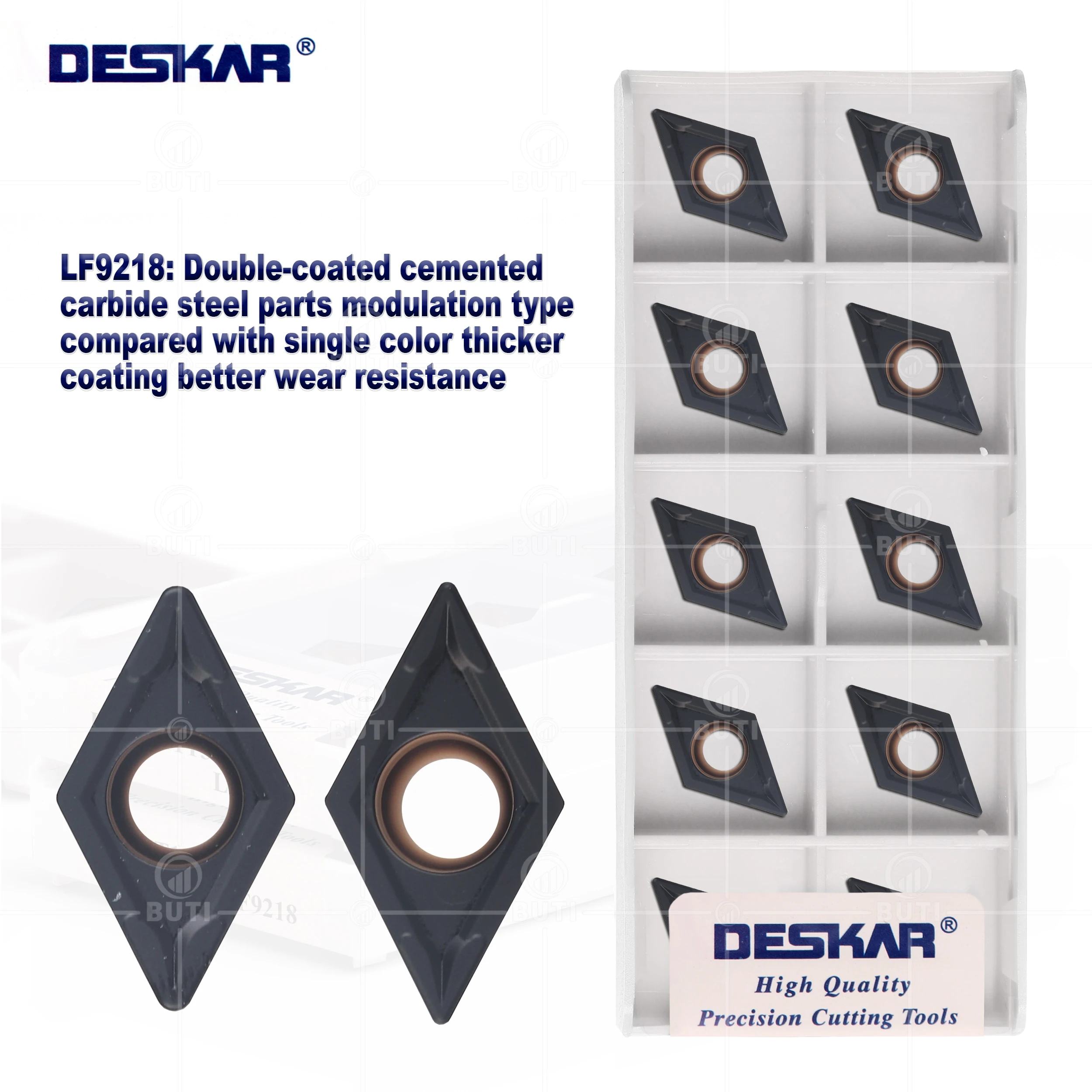 Imagem -01 - Deskar 100 Original Dcmt11t304 Dcmt11t308 Lf9218 Carbide Insere Ferramenta de Torneamento Interno Cnc Lathe Cutter Tools Two-color Revestimento deskar 100 original dcmt11t304 dcmt11t308 lf9218 carbide insere ferramenta de torneamento interno cnc lathe cutter tools two color revestimento 01