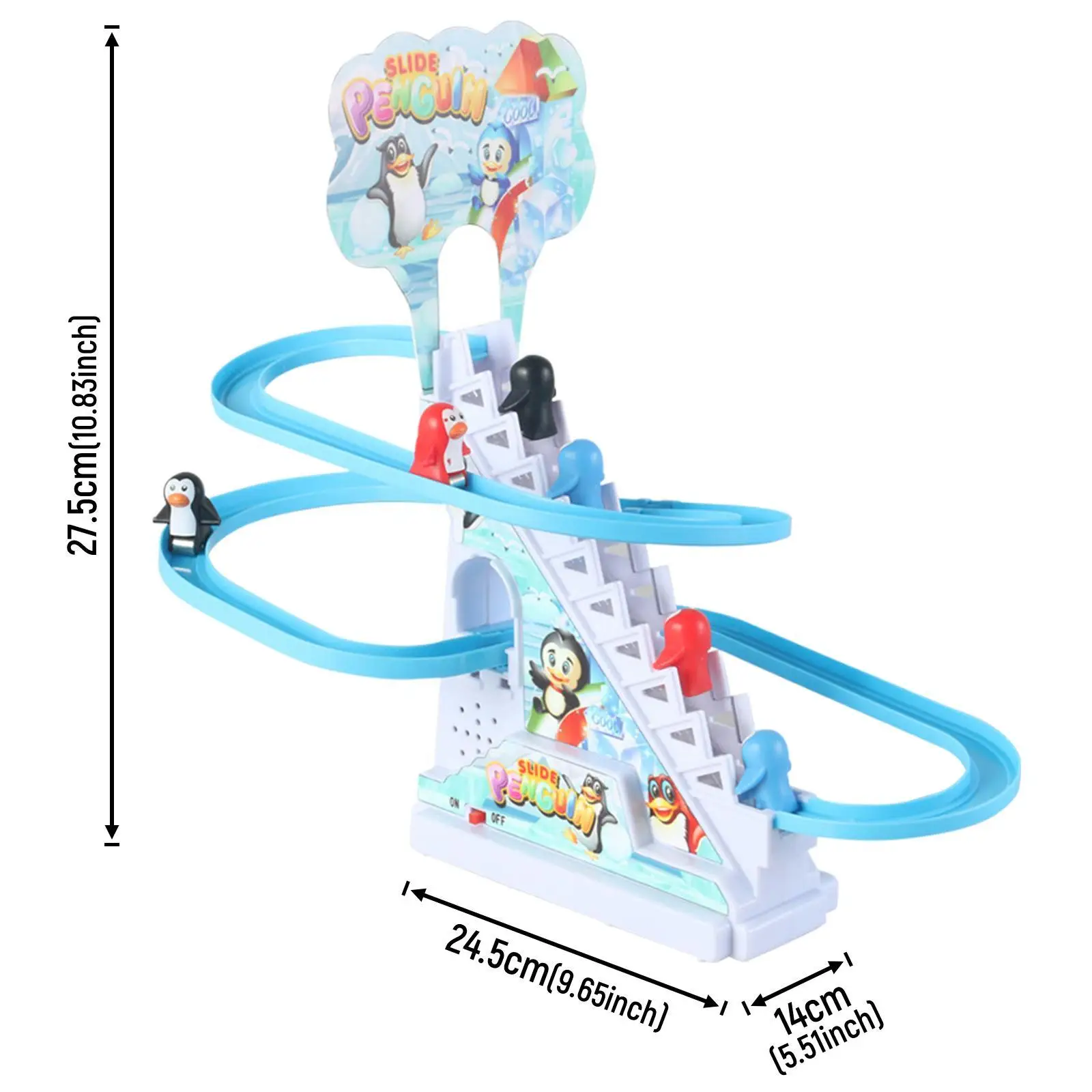 ของเล่นเพนกวินปีนบันไดพร้อมไฟ ชุดเล่นสไลเดอร์เพนกวินน้อย ชุดเกมรางแข่ง ของเล่นเพนกวินขนาดเล็ก บันไดสำหรับเด็ก
