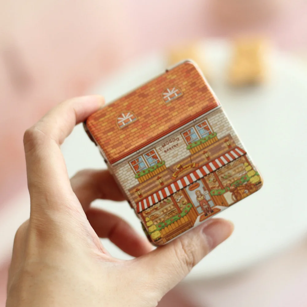 6Pcs Mini House Shaped Tin Boxes Metal Storage Boxes with Hinged Lid Vintage European Style Multi Purpose Candy Organizer - view 5