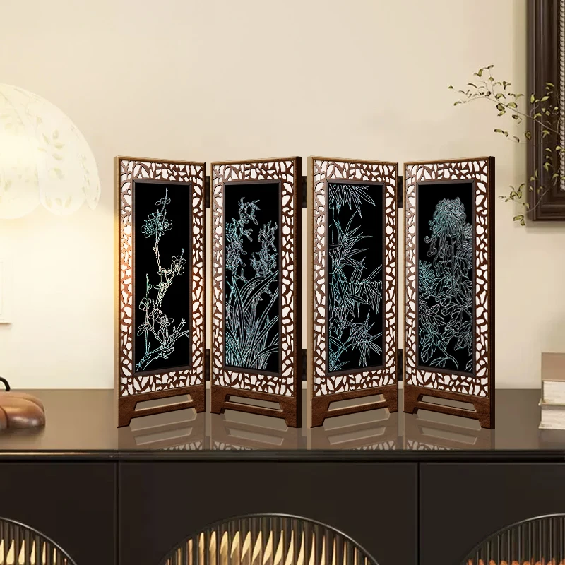 New Chinese Desktop Screen Ornaments TV Cabinet Guofeng Decorative Painting Folding Decorative Screen Craft Gifts Miniatures