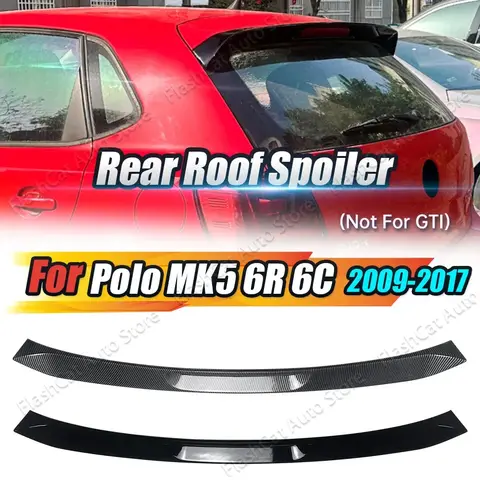 Polo MK5 ABS Kofferbak Spoiler Staart Vleugel Upgrade GTI Stijl Auto Dakspoiler Glanzend Zwart Voor Volkswagen Polo MK5 6R 6C 2011-2018