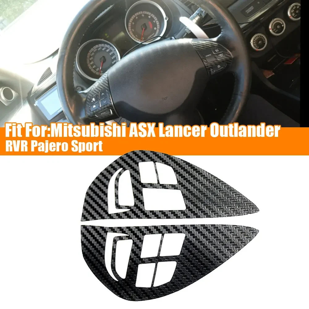 

1Pc Car Carbon Fiber Control Button Steering Wheel Switch Interior Sticker for Mitsubishi ASX Lancer Outlander RVR Pajero Sport