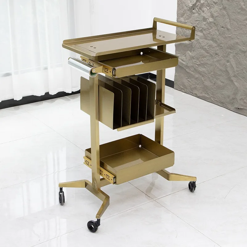 Stainless steel beauty salon cart, hair cutting folding perm and dyeing cart