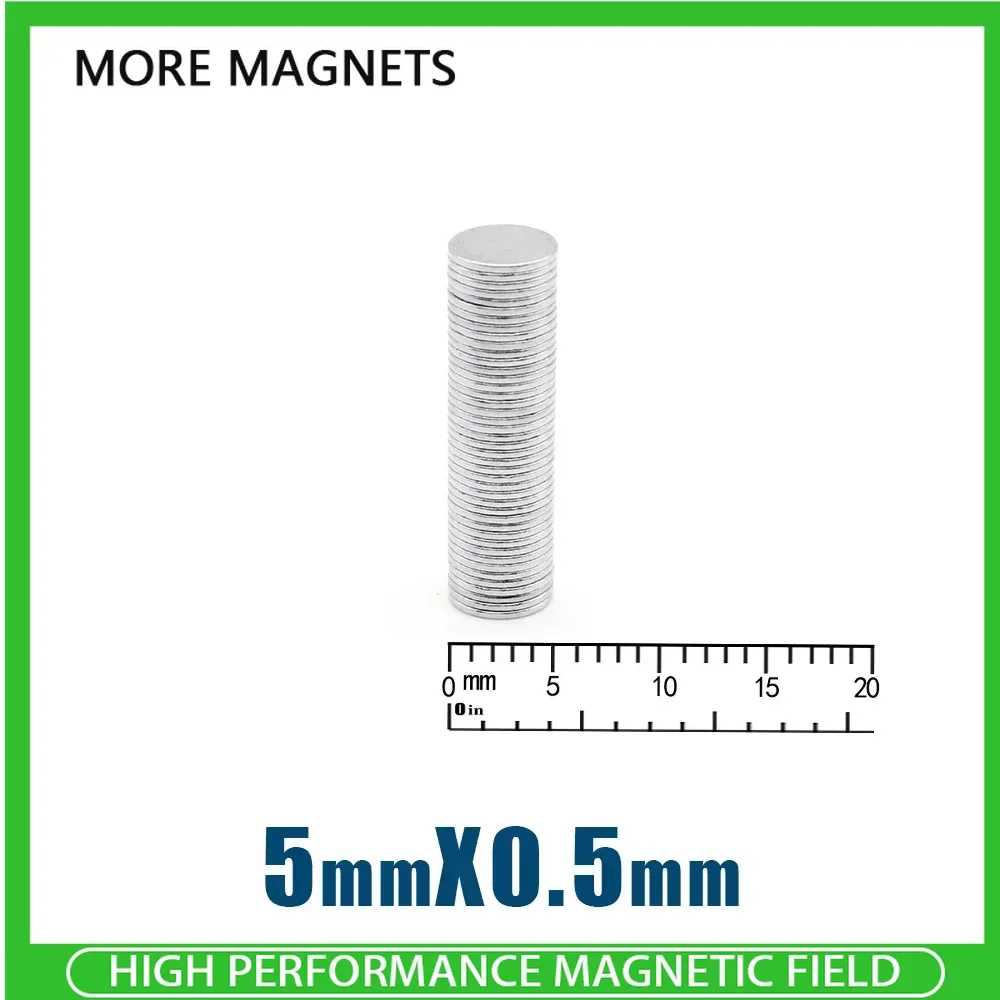 100/200/500/1000PCS 5x0.5mm Mini Disc Super Strong Search Magnet Small Round Neodymium Magnets N35 Fridge Magnetic Sheet