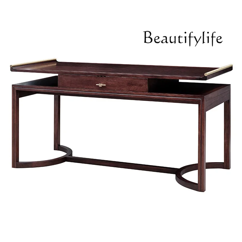 

Modern new Chinese solid wood calligraphy table Zen ebony office desk book chair bookcase study furniture