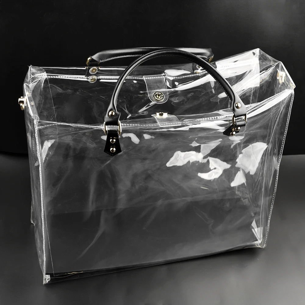 Bolso de mano de Pvc hecho a mano para mujer, bolso de hombro de cuero transparente, bolso de mano impermeable, bolso cruzado de viaje, bolso de