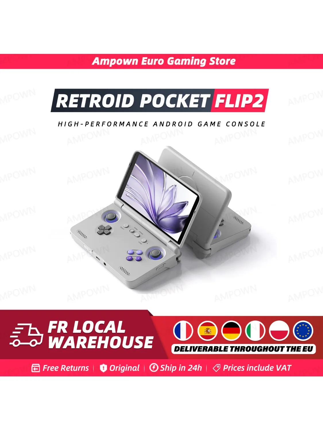Retroid Pocket Flip2 Handheld Game Console 5.5 '' AMOLED Scherm Video-uitgang MTK Snapdragon Processor Fans Koeling Snel Opladen