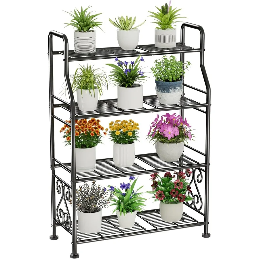 

Plant Stand Outdoor Indoor 4 Tier Metal Waterproof 41.3 Plant Shelf for Patio Balcony Living Room Large Capacity Tier
