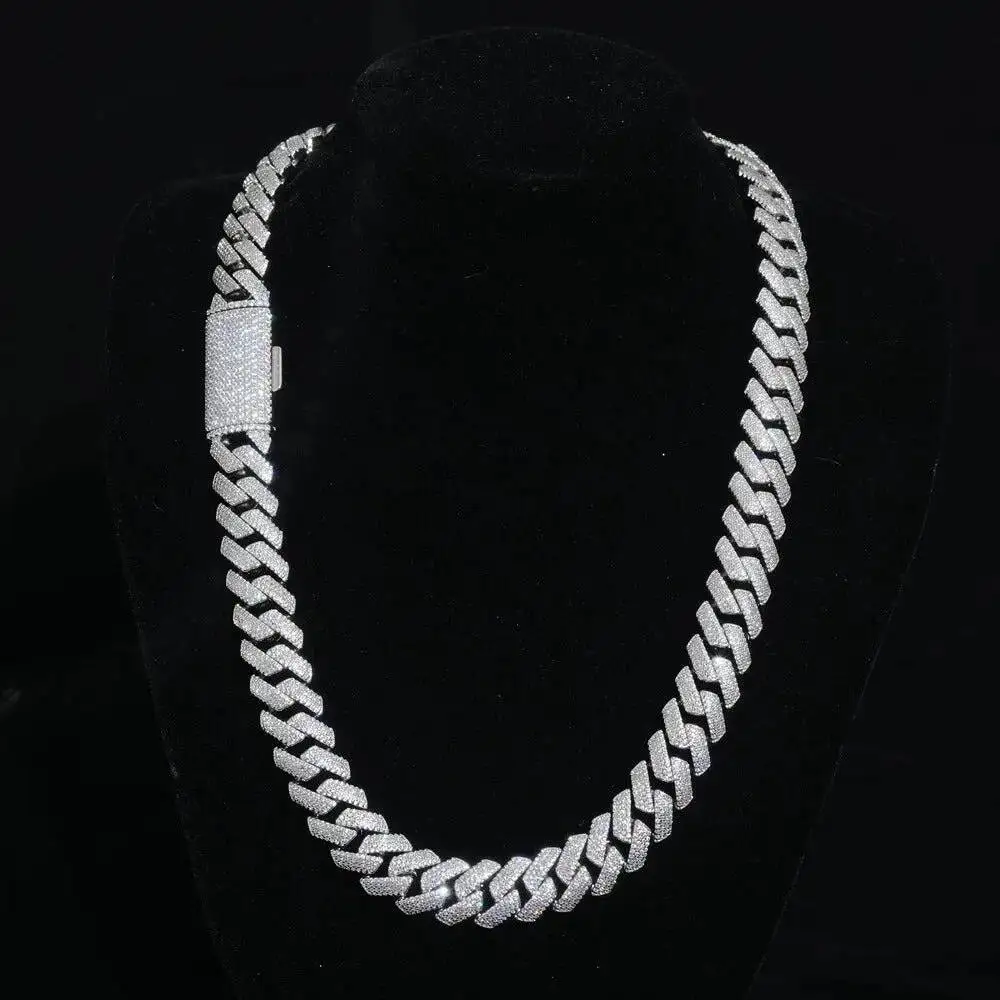 Luxury TISHYA DIAMOND 925 Sterling Silver Luxury Cuban Chain Necklace with Moissanite Stone Women's Vintage Fashion in Brilliant