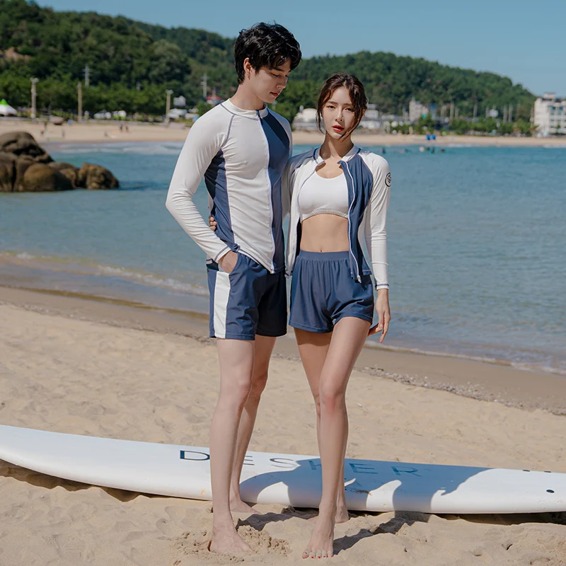 

Wisuwore Korean INS Style Sun Protection Conservative Long Sleeved Swimsuit for Female Couples Sports Surfing and Diving Suit