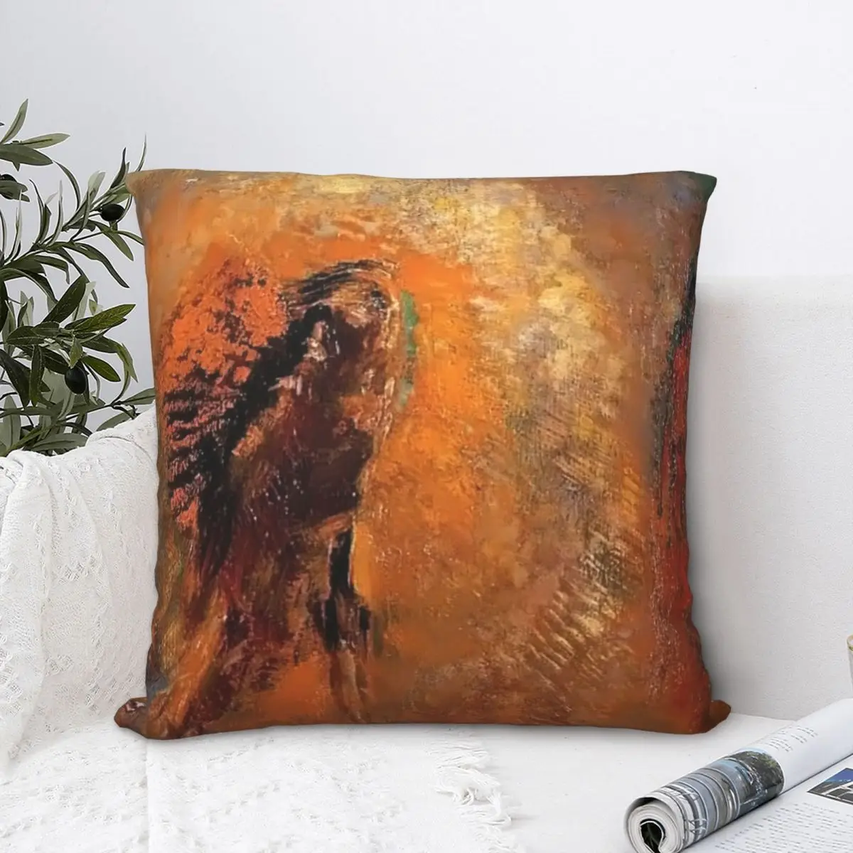 

Odilon Redon 'Apparition' 1905 Square Pillowcase Polyester Pillow Cover Velvet Cushion Zip Decorative Comfort Throw Pillow Home