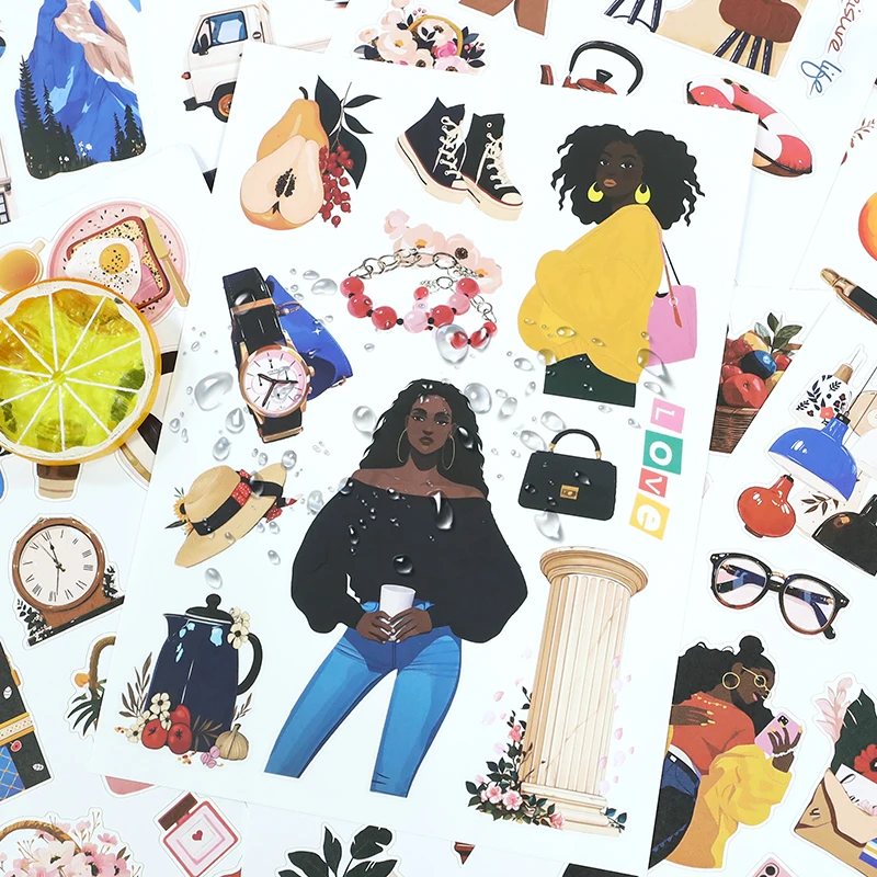 

20sheets/book Vintage Fashion Character Flower Landscape Sticker Book Creative DIY Journal Material Collage Stationery