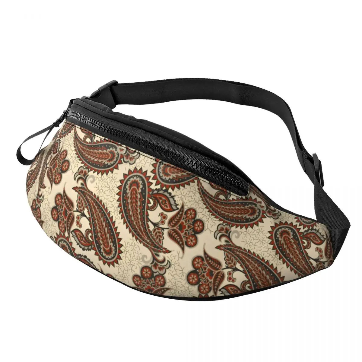 Custom Paisley Ethnic Floral Fanny Bag Customized Crossbody Waist Pack Men Women Cycling Camping Phone Money Pouch