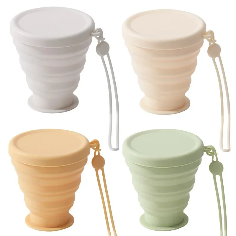 

200ml Portable Silicone Folding Water Cup Outdoor Heat Resistant Mug with Lid Reusable Portable Drinking Mugs for Travel Camping