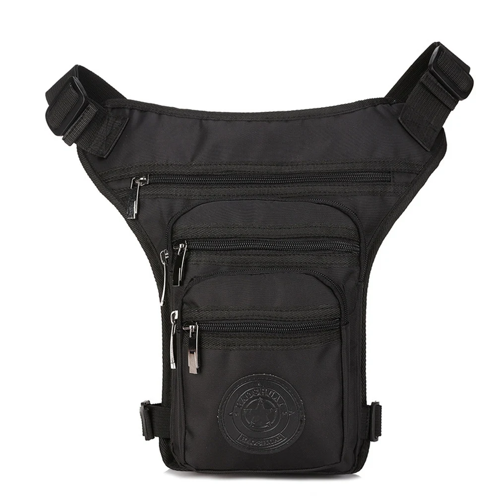 CFUN YA Men Nylon Waist Thigh Leg Bag with Multiple Zipper Pockets Adjustable Buckle Straps for Outdoor Walking Daily Travel