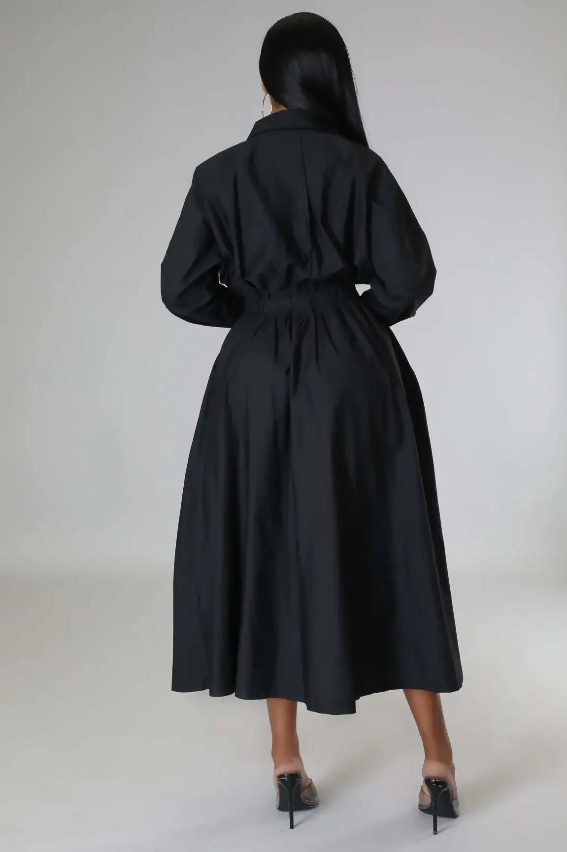 فستان قميص نسائي عصري موديل 2026 فضفاض بأكمام طويلة فستان طويل على الطراز الأوروبي والأمريكي لربيع الخريف #2