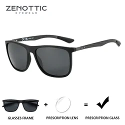ZENOTTIC Carbon Fiber Prescription Sunglasses Square Polarized Optical Sun Glasses Shade for Driving Fishing Golf Sport