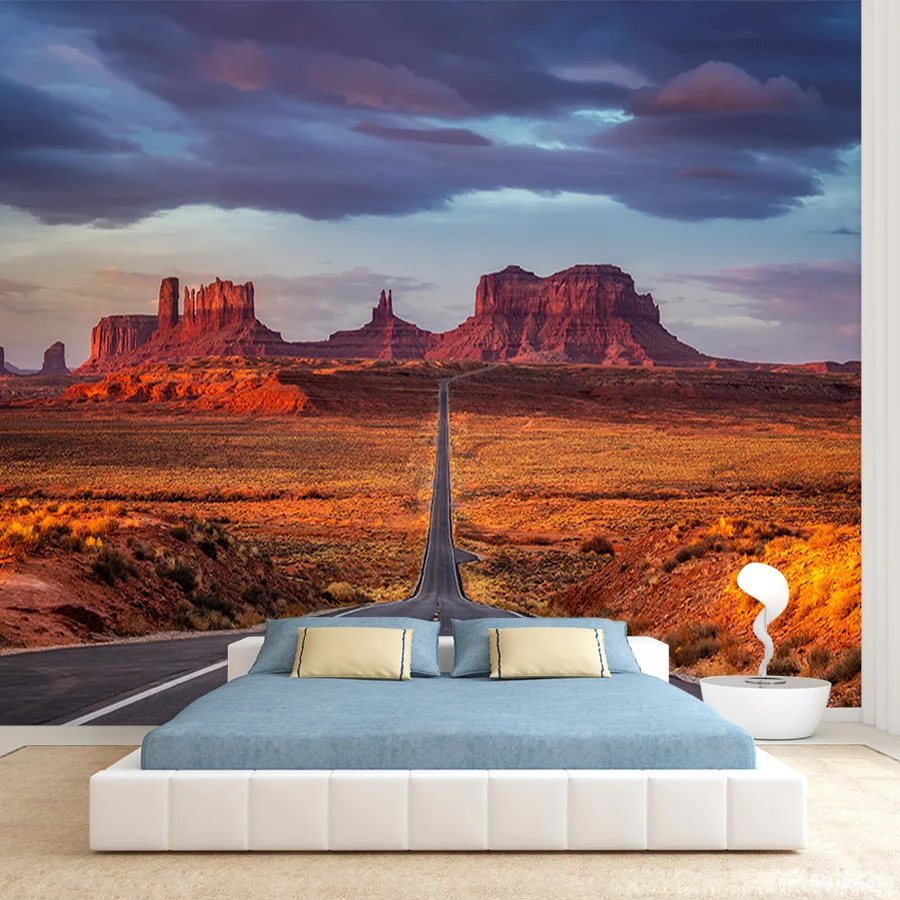 20+ Modern Highway Desert Cliff Photo Wallpapers for Living Room, Self Adhesive Optional, Papers Art Home Decor Renovation Mural