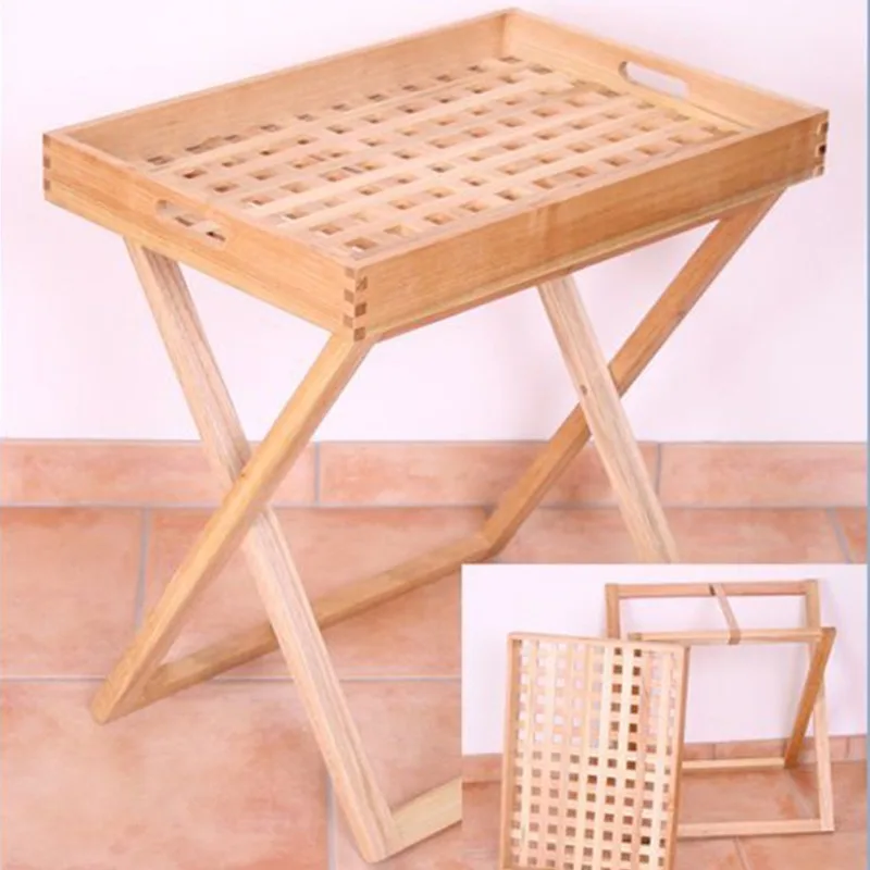 

Столик из массива дерева с выдвижным подносом-сеткой, съемный поднос для фруктов, деревянный полый поднос, маленький столик