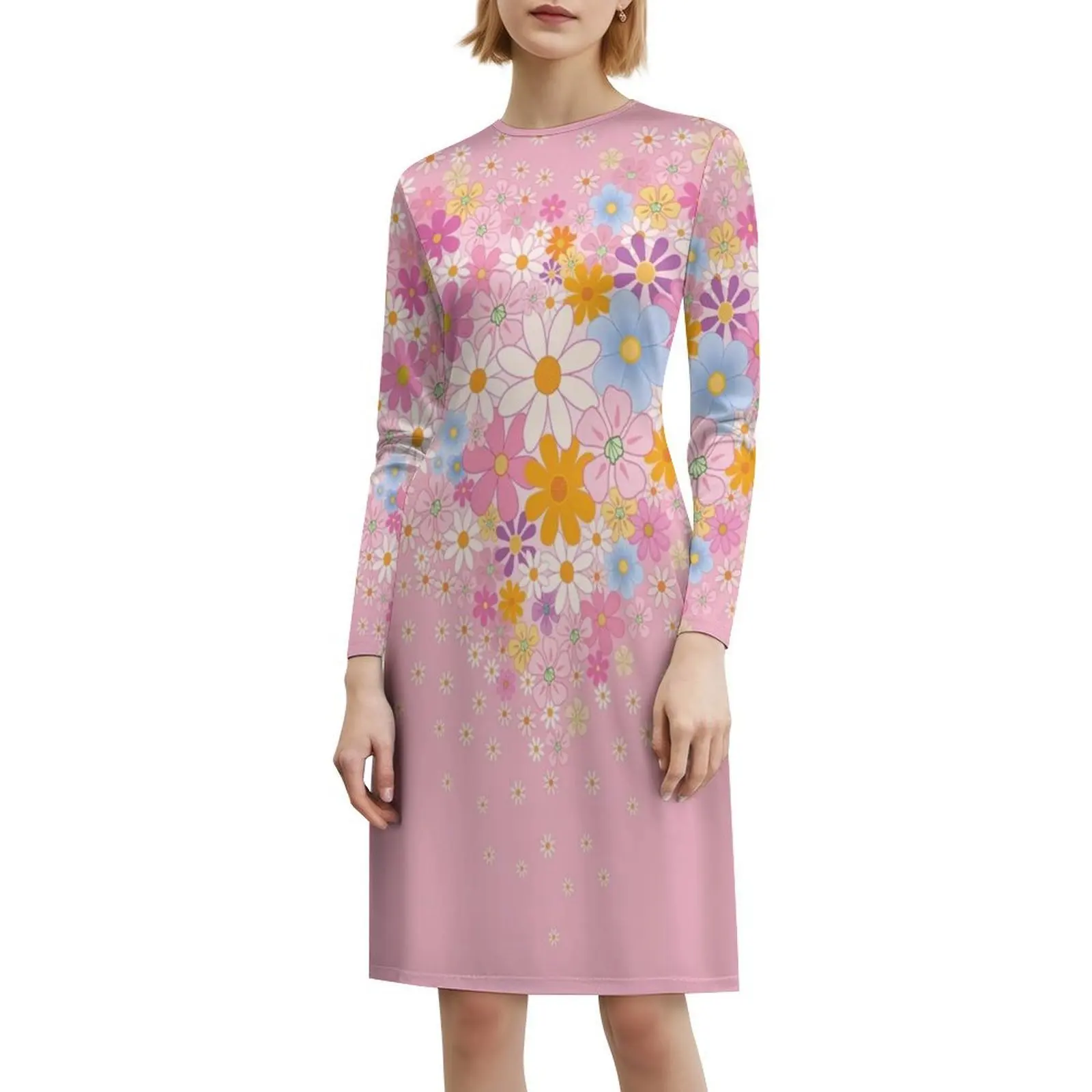 Coração e flores vestido de festa elegante feminino vestido linha a com opções curtas/longas/sem mangas coração amor hippie flores felizes