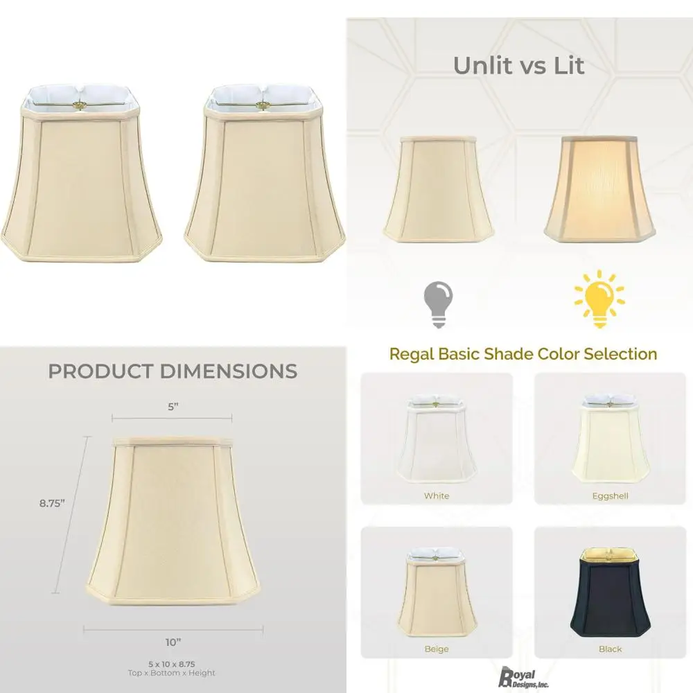 

Royal Designs, Inc. BSO-705-10BG-2 Square Cut Corner Bell Basic Lamp Shade, 5 x 10 x 8.75, Beige, 2-Pack