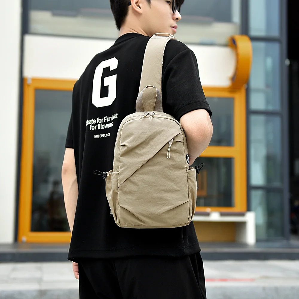 

Waterproof lightweight chest bag for men, solid color, large capacity, travel and casual, durable crossbody backpack