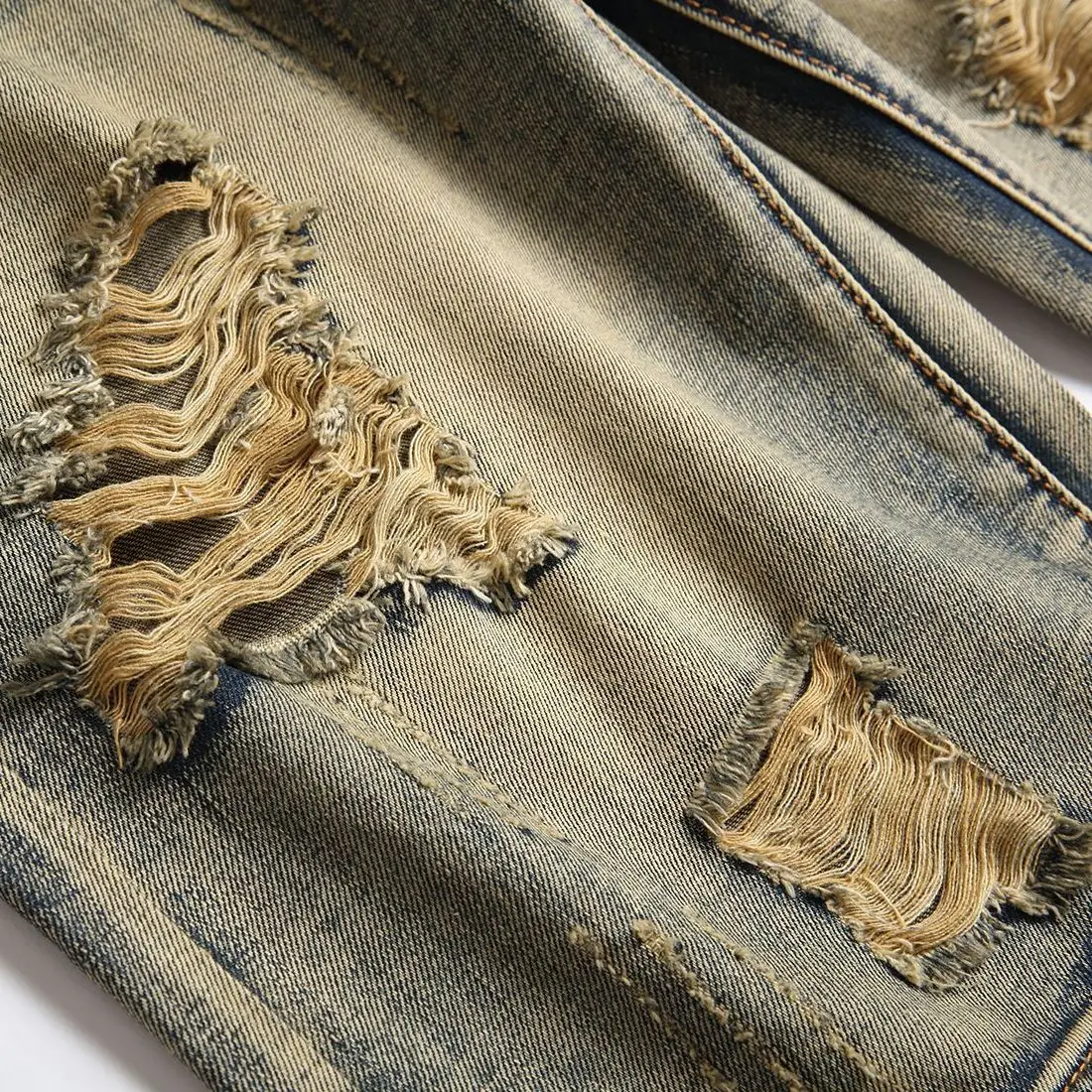 Summer High Street Shorts Jeans Ripped Nostalgic Fashion Slim Fit Pants Stitching Embroidered Mid Length Elastic Splash Ink 2023