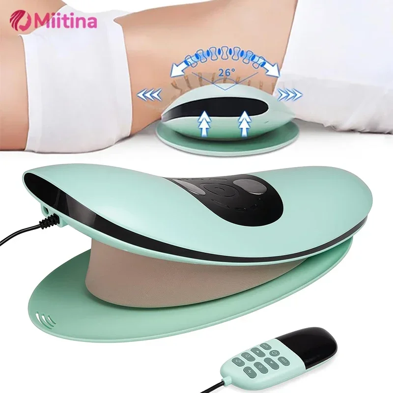 

EMS Electric Curved Lumbar Traction Massager Hot Compress Adjustable Vibration Waist Massager Waist Spine Support Back Massage