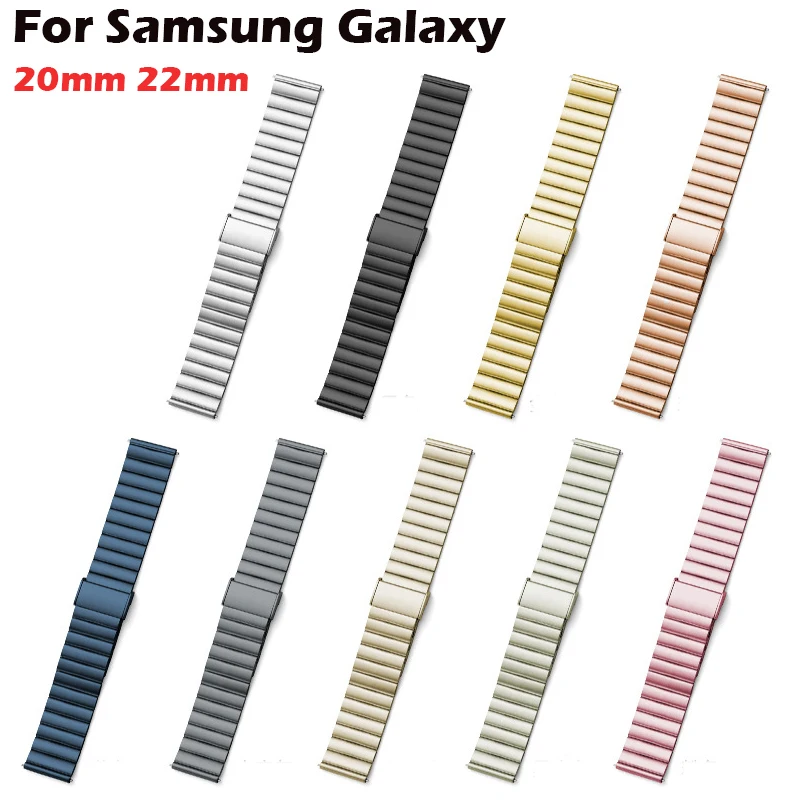 20mm 22mm Band for Samsung Galaxy watch 4 3 5 pro Galaxy 4 44mm 40mm active 2 Gear S3 For Amazfit Stainless Steel Link Bracelet