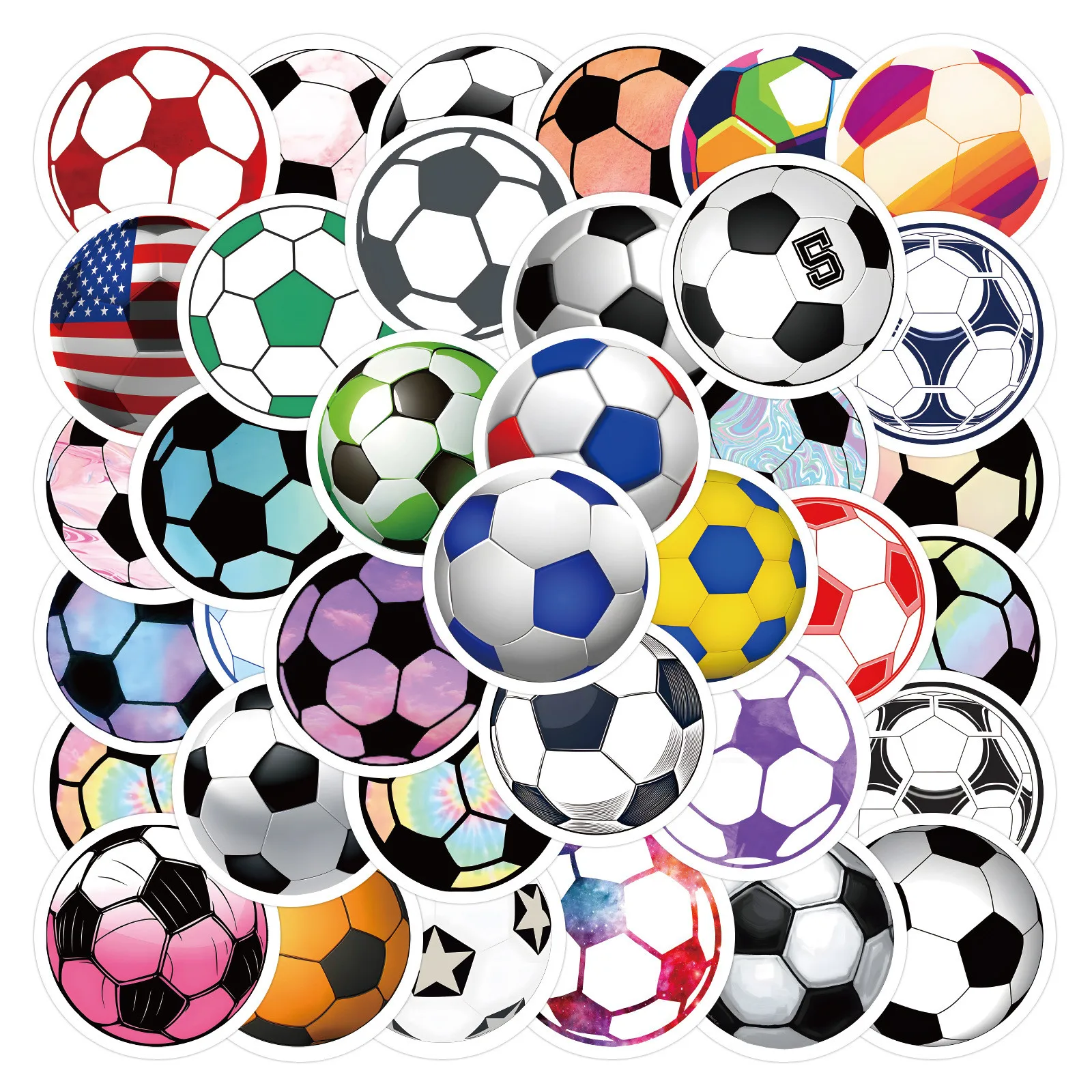 50pcs Graffiti Soccer Football Stickers for DIY Scrapbooking Phone Laptop Guitar Travel Luggage Car Skateboard Helmet