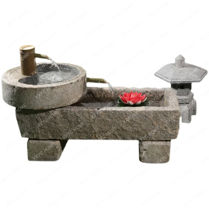 Old Stone Trough Fish Tank Stonewashed Waterscape Combination Old Stone Flower Pot Fish Culture Sink Stone Basin Courtyard