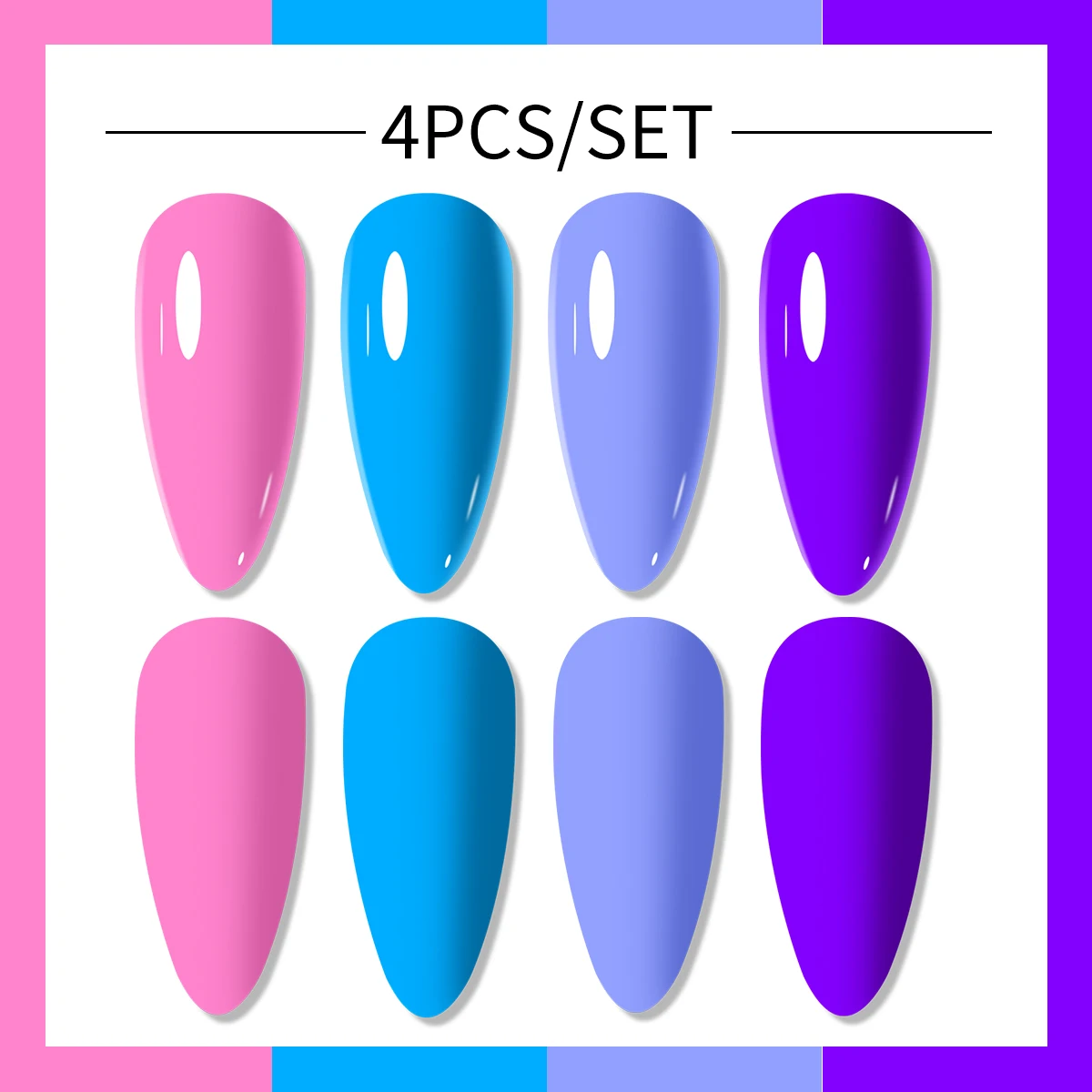 UV LEDジェルネイルポリッシュセット,シルバー,ゴールド,ピンク,半永久的,4個