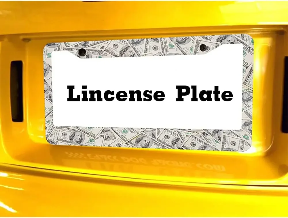 Dólares dos eua quadro da placa de licença contas de dinheiro americanas suporte de placas de licença do carro engraçado molduras de cobertura da placa de licença para veículos dos eua