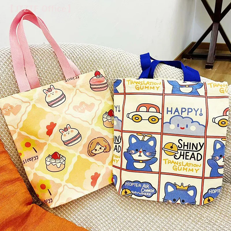 [cc]Cartoon Hand Bag Canvas Tote Lunch Box Student Bento Gift Bag Girl Work Birthday Gift