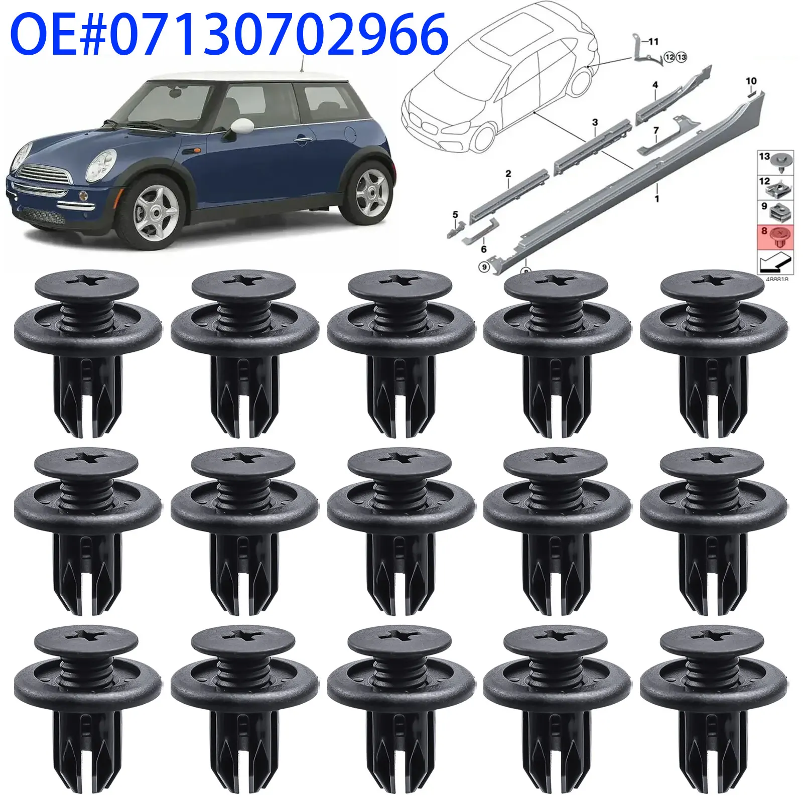 Radiator Surround Air Guide Wheel Arch Lining Side Skirt Clips For BMW MINI R50 R52 R53 R56 Bumper Plastic Trim Retainer Kit