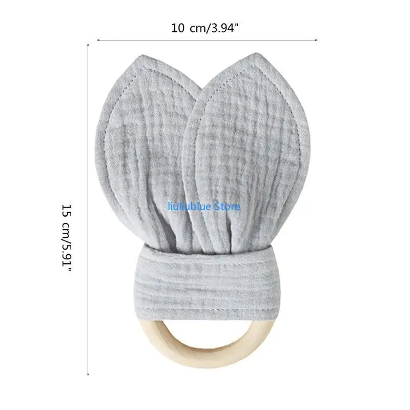 Natural faia bebê mordedor orelha coelho recém-nascido dentição anéis pulseira algodão infantil molar 62cf