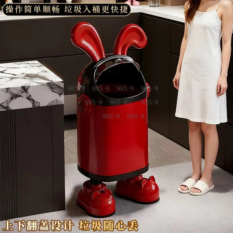 耳付きデザインのペーパーバスケット、大容量、装飾品、寝室、リビングルーム用ゴミ箱