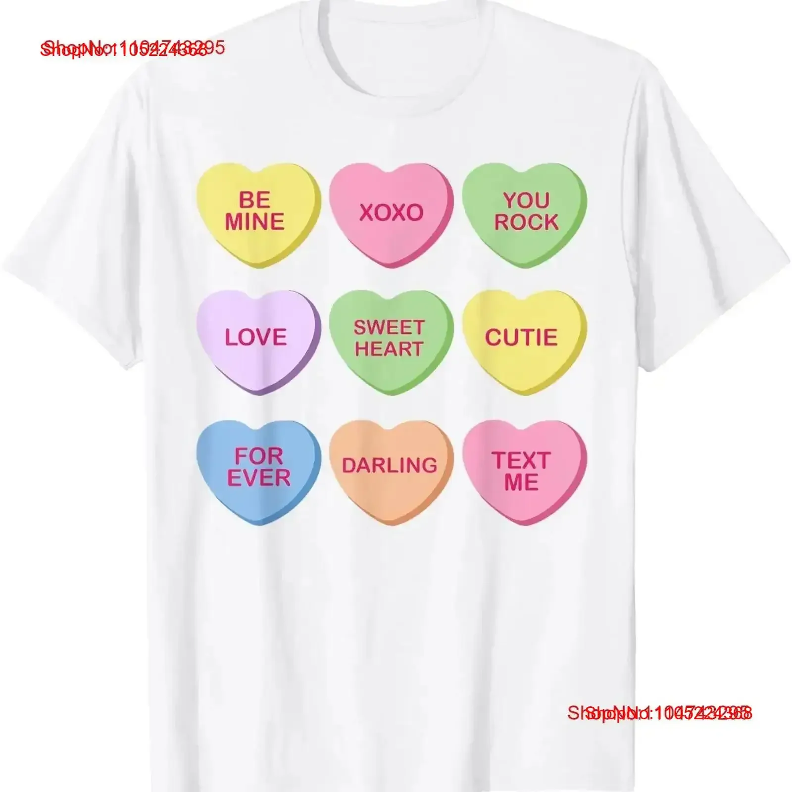 Candy Sweet Conversation Hearts Valentines Day Women Girls T Shirt vintage Washed Breathable Stylish Soft Stretched fashion